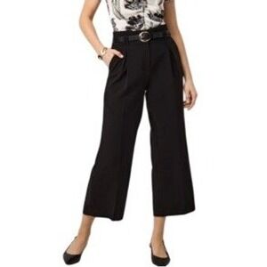 NWT White House Black Market Black Wide Leg High Rise Crop Gaucho Pants 2